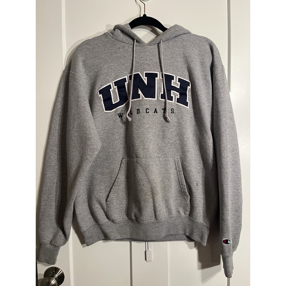 Champion UNH Wildcats Hoodie Mens M Gray University New Hampshire NCAA Pullover